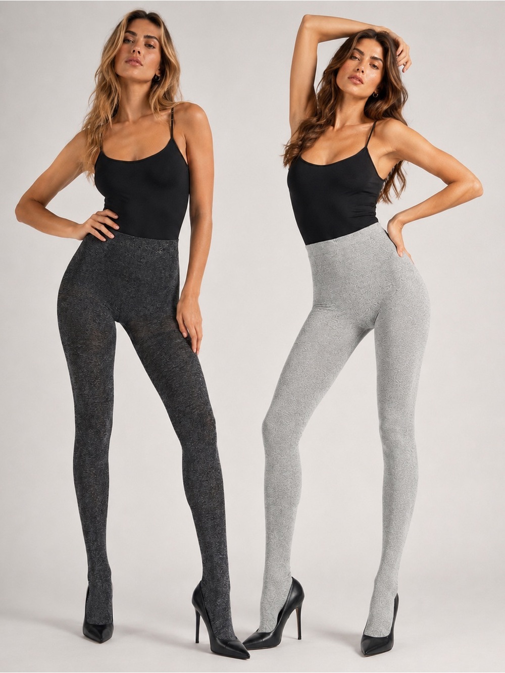 Express Women’s Full Length Tights M/L Charcoal and Gray 92% Nylon NWT